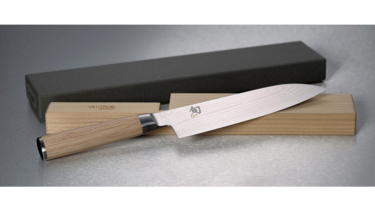 Kai Shun Classic White Santoku mit sknife Schubladeneinsatz